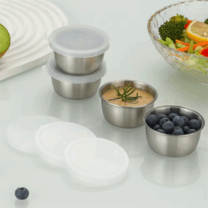 304 Stainless Steel Sauce Seasoning Container 40ml Sauce Cup Silicone Cover Leak-proof Salad Dipping Dish Small Storage Box - Image 5