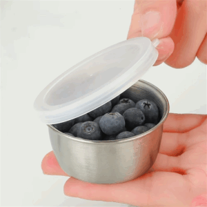304 Stainless Steel Sauce Seasoning Container 40ml Sauce Cup Silicone Cover Leak-proof Salad Dipping Dish Small Storage Box - Image 4