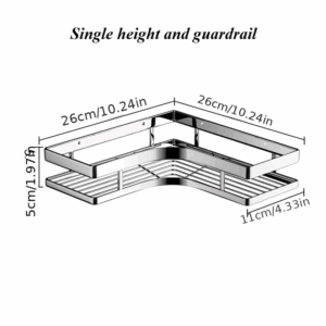 No Drill, Thickened Flat Bar Triangle Shelf, Waterproof Rectangle Storage Organizer for Bathroom and Kitchen - Image 3