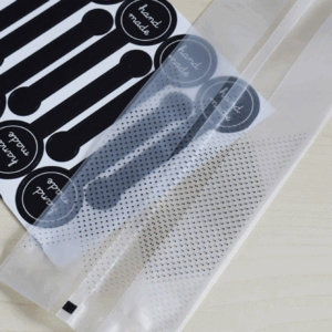 30pcs Scrub Bag With Black Sticker, Black Polka Dot Strip Opp Bags for Gift Decoration Party Holiday Wedding, Cookie Bags - Image 4