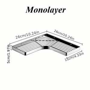 No Drill, Thickened Flat Bar Triangle Shelf, Waterproof Rectangle Storage Organizer for Bathroom and Kitchen - Image 5