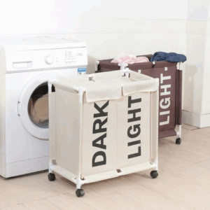 F68D 2 Grids Foldable Laundry Basket Large Capacity Dirty Clothes Toy Storage Basket - Image 7
