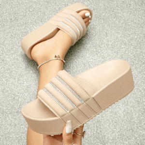 Shoes Woman's Slippers Slides Med Platform Heeled Mules 2025 Flat High Rome PU Fabric PVC Shoes Ladies' Slippers Platform Sliper - Image 6