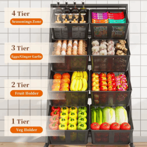 Metal rack removable kitchen vegetable basket for fruit and vegetable storage multifunctional trolley - Image 6