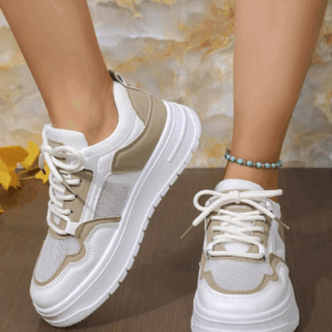 Women's Casual Skateboard Shoes, Outdoor Sports Shoes, Fashionable and Versatile Work Women's Mesh Shoes, Running Shoes, Walking Women's White Shoes, Thin Straps, Lightweight Spring, Autumn and Summer Home Student Shoe - Image 4