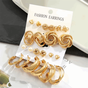 11 Pairs A Set Fashion Zinc Alloy Faux Pearl Rotation Geometry Decorative Earrings Womens Daily Decoration - Image 4