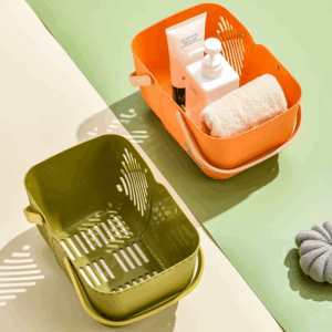 Bath Basket Portable Bathroom Toiletries Storage Basket Color Rectangular Dormitory Hollow Basket Bathroom Camping Accessories - Image 5