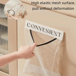 Wall Mounted Large Capacity Storage Bag Kitchen Garbage Bag Clutter Organizer Velcro Storage Pocket Multi-Purpose High Elastic - Image 4