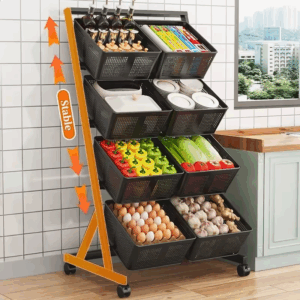 Metal rack removable kitchen vegetable basket for fruit and vegetable storage multifunctional trolley - Image 3