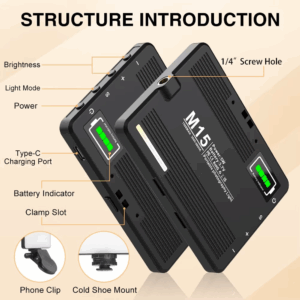 Desiontal M15 Smartphone Selfie Light 72 Beams1500mAh Rechargeable Cell Phone Fill Light Brightness Portable Clip on Light - Image 7