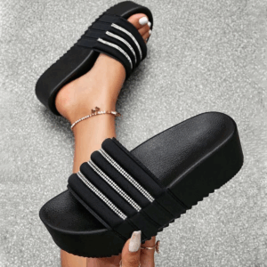 Shoes Woman's Slippers Slides Med Platform Heeled Mules 2025 Flat High Rome PU Fabric PVC Shoes Ladies' Slippers Platform Sliper - Image 7