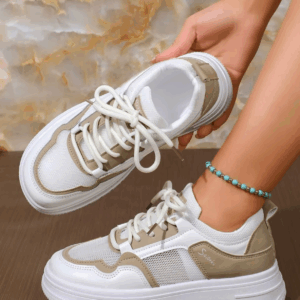 Women's Casual Skateboard Shoes, Outdoor Sports Shoes, Fashionable and Versatile Work Women's Mesh Shoes, Running Shoes, Walking Women's White Shoes, Thin Straps, Lightweight Spring, Autumn and Summer Home Student Shoe - Image 2