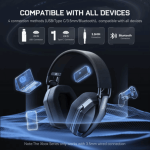 SuperEQ G19BT 2.4GHz Wireless Gaming Headphones Ultra-light Bluetooth 5.4 Headset Gamer with Mic for PC/PS5/Xbox By EKSA Choice - Image 4