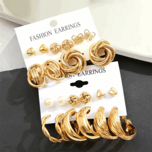 11 Pairs A Set Fashion Zinc Alloy Faux Pearl Rotation Geometry Decorative Earrings Womens Daily Decoration - Image 5