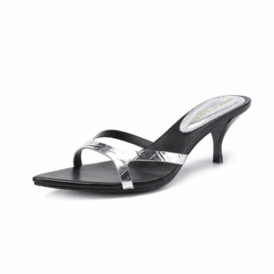 pointed women's mid heeled slippers Italian designer genuine leather open toe summer outdoor dress paired with casual slippers - Image 2