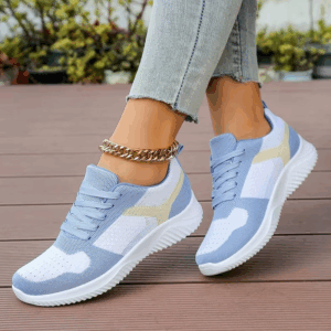 2025 Fashion Mixed Color Lace Up Sneakers Women Spring Summer Knit Platform Sneakers Woman Comfortable Soft Sole Running Shoes - Image 3