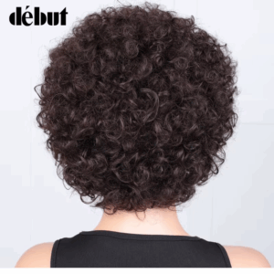Short Pixie Afro Kinky Curly Wig Natural Brown Bob Wig with Bangs Brazilian Remy Human Hair Wigs Jerry Curly For Women - Image 5