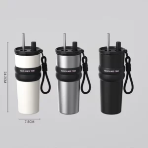 Stainless Steel Vacuum Insulated Bottle with Straw, Leak-proof Thermos for Hot & Cold, Portable Water Bottle for Travel & Sports - Image 4