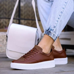 FOH Store Sneakers for Men TAN Artificial Leather 2023 Spring Autumn Casual Lace Up Fashion Shoes High Base Sport Comfortable Light Vulcanized Daily Original Canvas Odorless Orthopedic Suits Office Wedding 017 - Image 2