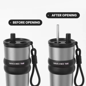 Stainless Steel Vacuum Insulated Bottle with Straw, Leak-proof Thermos for Hot & Cold, Portable Water Bottle for Travel & Sports - Image 2
