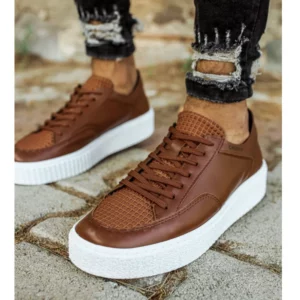 FOH Store Sneakers for Men TAN Artificial Leather 2023 Spring Autumn Casual Lace Up Fashion Shoes High Base Sport Comfortable Light Vulcanized Daily Original Canvas Odorless Orthopedic Suits Office Wedding 017 - Image 4