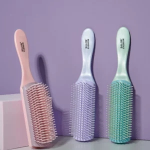 9-Rows 4 Color Detangling Hair Brush Denman Detangler Hairbrush Scalp Massager Straight Curly Wet Hair Comb Salon Hairdressing - Image 5