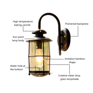 Vintage Wall Lamp E27 Bulb Sconce Light Fixtures Black Bronze LED Wall Lights Outdoor Porch House Home Yard Garden Lighting - Image 5
