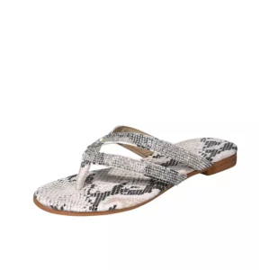 Women Summer Beach Swimming Pool Flat Thong Sandal Flip Flops With Rhinestone Serpentine and Colorful Gradient - Image 4