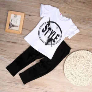 2PCS Kids Baby Girls Clothes Sets 2-7Y Summer T-shirt Tops Pants Leggings 2Pcs Outfits Clothes - Image 3