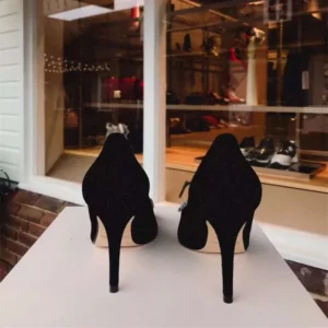 Shiny square metalic pointed toe elegant single shoes woman crystal rivets slip on pumps stiletto high heels pearl velvet shoes - Image 5