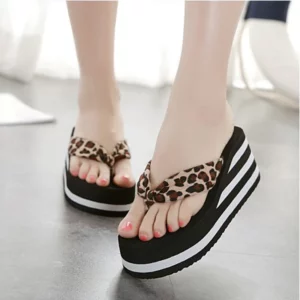 Platform Sandals Women High Heeled Summer Beach Outdoor Indoor Casual Wedges Slippers Black Home Bathing Flip Flops - Image 4