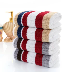 Luxury Color stripe Face Towel 100% Cotton 34 * 74cm Soft Towel Terry Absorbent washcloths Home Kitchen Tea Towels 2pcs - Image 1