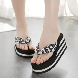 Platform Sandals Women High Heeled Summer Beach Outdoor Indoor Casual Wedges Slippers Black Home Bathing Flip Flops - Image 2