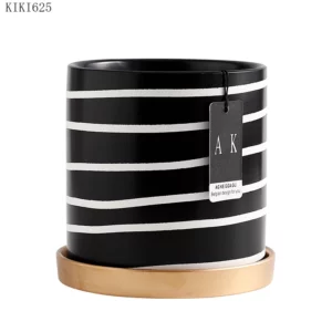 Household Countertop Flowerpot Plant Cactus Potted Modern Abstract Black and White Striped Ceramic Flowerpot Gardening Decor New - Image 5