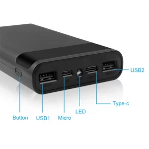 Dual USB Micro USB Type C Power Bank Shell DC 5V DIY 6*18650 Case Battery Charge Storage Box LED Display Flashlight - Image 3