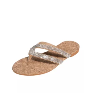 Women Summer Beach Swimming Pool Flat Thong Sandal Flip Flops With Rhinestone Serpentine and Colorful Gradient - Image 2