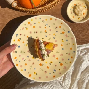 Korean Ceramic Bowl Dish with Fresh Flower Design INS Style High Appearance Level Home Domestic Rice Dish Fruit Salad Bowl - Image 3