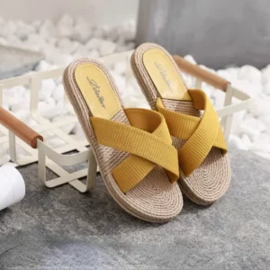 Ladies New Slippers Summer Cross Drag Fashion Hemp Rope Outer Wear Slippers Casual Sandals and Slippers - Image 4