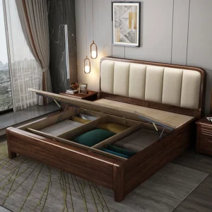 Nature Simple European Bed Large High End Bedroom Human Double Bed Headboards Modern Wooden Meubles De Chambre Furniture - Image 4