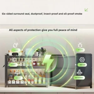 Large Capacity Spice Storage Rack Dust-Proof Visible Cabinet Raised Shelf for Sauce Organizer Oil-Resistant Kitchen Organizer - Image 4