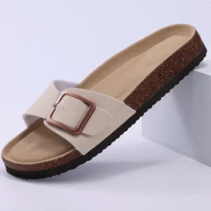 Crestar Women's Summer Cork Slippers 2025 New Outdoor Beach Flip Flops Fashion Leather Orthopedic Sandals With Adjustable Buckle - Image 5