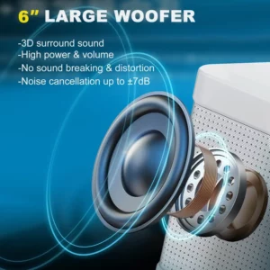 20W Powerful Wireless Portable Dual Microphone Bluetooth Sound Outdoor Family Party Karaoke Subwoofer Boom Box with 2 Microphone - Image 2