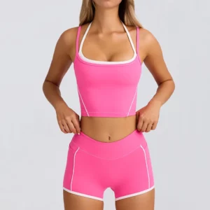 Sports Underwear Vest Shorts Suspender Bra Beauty Back Pilates Skinny High Elastic Fitness Running Yoga Set Clothes for Women - Image 5
