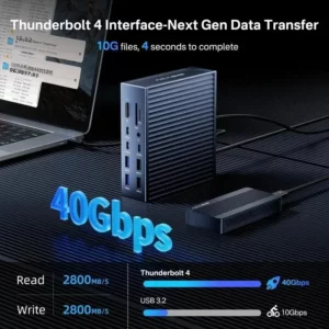 Acasis Thunderbolt 4 21-in-1 Dock | Max 90W Output 8K 60HZ |40Gbps USB-C Hub Intel Certified for Video Editing & Pro Workstation - Image 5