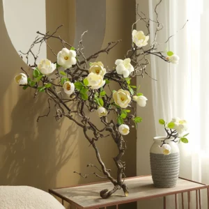 Pu Magnolia Artificial Flower Branch Wedding Floral Arrangement Accessories Home Room Table Decoration Garden Layout Photo Prop - Image 3