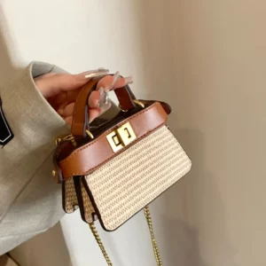 French Grass Woven Mini Women's Purses New Summer Premium Shoulder Bag Chain One Shoulder Casual Knit Bag - Image 1