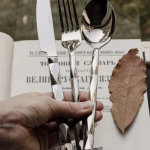 Stainless Steel Vintage Diamond Diamond Check Tableware Main Dish Spoon Spaghetti Fork Fruit Fork Spoon Western Tableware Set - Image 5
