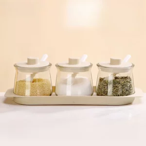 Condiment Box Glass Salt Shaker with Lid Condiment Jar Household Condiment Bottle Kitchen Supplies Condiment Jar Set - Image 3