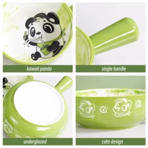 Kawaii Single Handle Ceramic Noodle Bowl, Cute Design, Large Bowl, Creative Restaurant, Flower Bowl, Home Decoration, Panda - Image 6