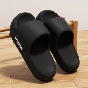 Unisex Letter Slippers Beach Slides Solid Color Mens Thick Sole Indoor Outdoor Bathroom Anti Slip Shoes Summer Couple Sandals - Image 5
